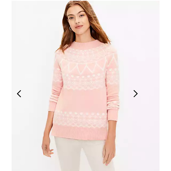 **NWT LOFT Black & White Fair Isle Mock Neck Tunic Sweater - SIZE MEDIUM - Picture 7 of 7